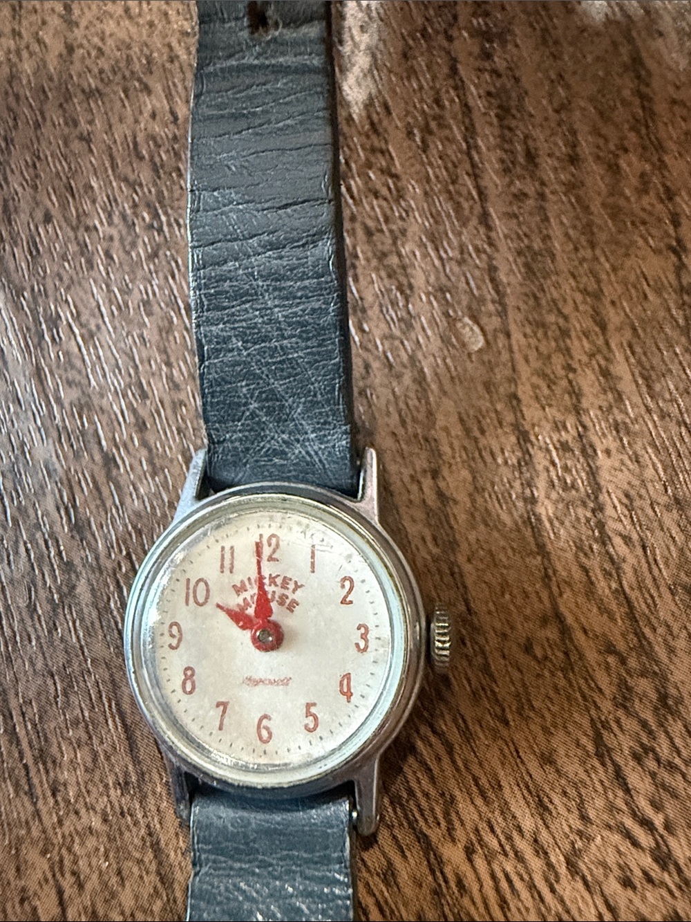 Vintage Mickey Mouse Ingersoll 1960's Watch - Red Accents, Black Strap